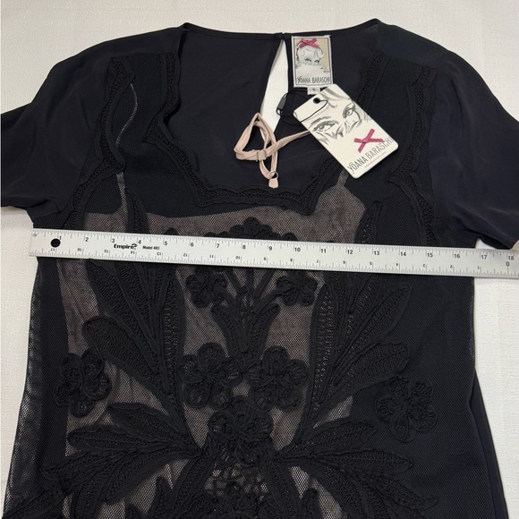 Yoana Baraschi Black Floral Sheer Lace Shift Mini Dress Small NWT Anthropologie - Picture 10 of 11